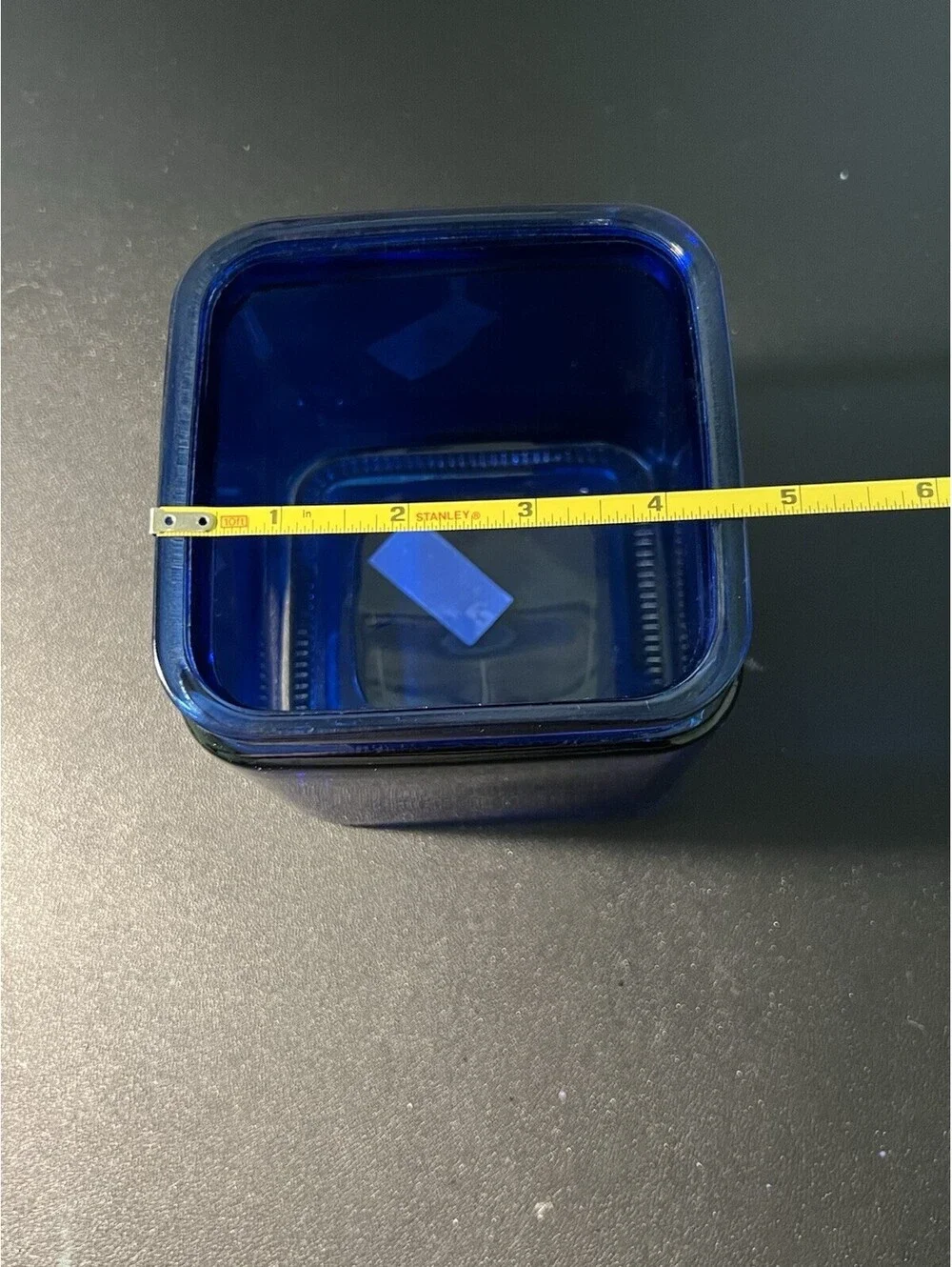 NWT Vintage 1990s Cobalt Blue Glass Square Vase, 4.5x5”